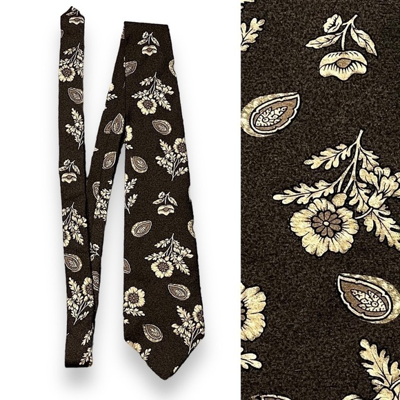 Vintage Halston 100% Silk Tie Floral Print Made in USA With Tag Designer Classic - Picture 1 of 9